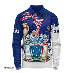 Amazing Aussie Victoria Power Pride And Heritage Crest Long Sleeve Polo Shirt