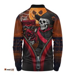 Amazing Aussie Essendon Halloween Night Reaper Zipper Long Sleeve Polo Shirt
