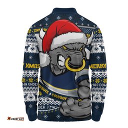 Amazing Aussie North Queensland Cowboys Ugly Knit Style For Christmas Game Fans Long Sleeve Polo Shirt