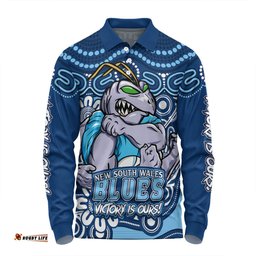 Amazing Aussie New South Wales Blues Aboriginal Inspired Tough Fan Rugby For Life Long Sleeve Polo Shirt