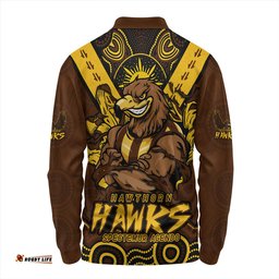 Amazing Aussie Hawthorn Ripped Legacy Of The Game Long Sleeve Polo Shirt