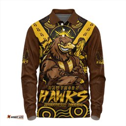 Amazing Aussie Hawthorn Ripped Legacy Of The Game Long Sleeve Polo Shirt