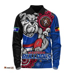 Amazing Aussie Western Bulldogs Power Through Generations NAIDOC Edition Long Sleeve Polo Shirt