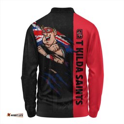 Amazing Aussie St Kilda Burning Passion Of Power Scratch Style Long Sleeve Polo Shirt