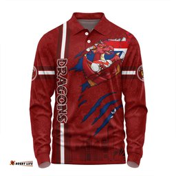 Amazing Aussie St. George Illawarra Dragons Happy Australia Day Flag Scratch Style Long Sleeve Polo Shirt