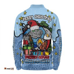 Amazing Aussie New South Wales Cockroaches Christmas Custom Merry Christmas Our Beloved Team With Aboriginal Dot Art Pattern Long Sleeve Polo Shirt