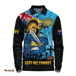 Amazing Aussie Gold Coast Titans Fearless ANZAC Defender Long Sleeve Polo Shirt