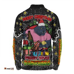 Amazing Aussie Penrith Panthers Christmas Custom Merry Christmas Our Beloved Team With Aboriginal Dot Art Pattern Long Sleeve Polo Shirt