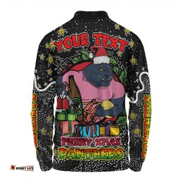 Amazing Aussie Penrith Panthers Christmas Custom Merry Christmas Our Beloved Team With Aboriginal Dot Art Pattern Long Sleeve Polo Shirt