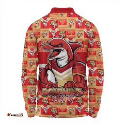 Amazing Aussie Redcliffe Dolphins Champion���s Pride Comic Style Long Sleeve Polo Shirt
