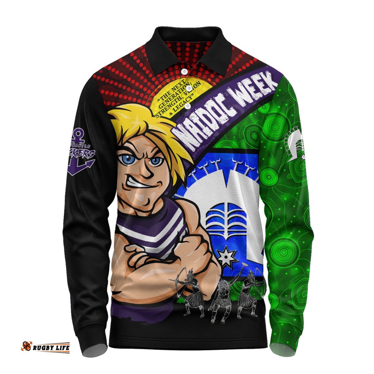 Amazing Aussie Fremantle NAIDOC Week Pride Edition Long Sleeve Polo Shirt