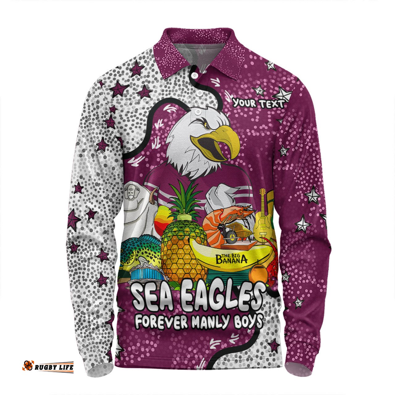 Amazing Aussie Manly Warringah Sea Eagles Australian Big Things Long Sleeve Polo Shirt