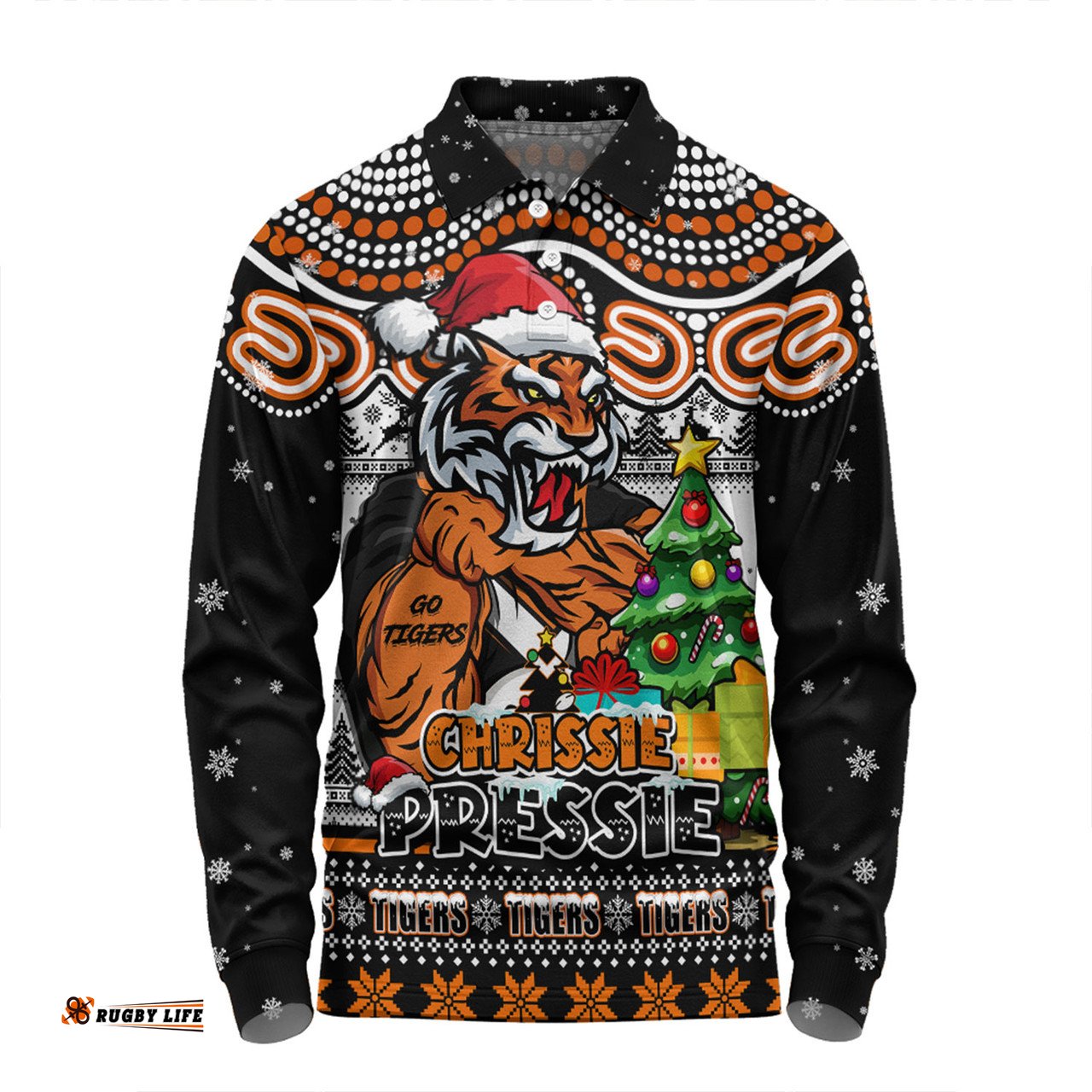 Amazing Aussie Wests Tigers Aussie Ugly Christmas For Die Hard Fan Supporters Long Sleeve Polo Shirt