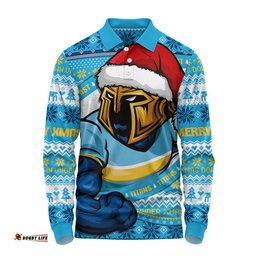 Amazing Aussie Gold Coast Titans Ugly Knit Style For Christmas Game Fans Long Sleeve Polo Shirt