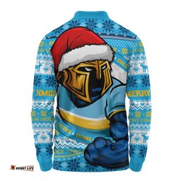 Amazing Aussie Gold Coast Titans Ugly Knit Style For Christmas Game Fans Long Sleeve Polo Shirt