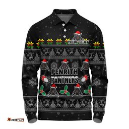 Amazing Aussie Penrith Panthers Christmas Custom Special Ugly Christmas Long Sleeve Polo Shirt