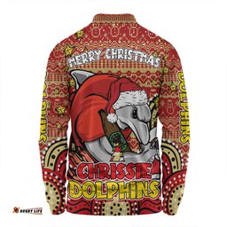 Amazing Aussie Redcliffe Dolphins Christmas Custom Christmas Knit Patterns Vintage Jersey Ugly Long Sleeve Polo Shirt