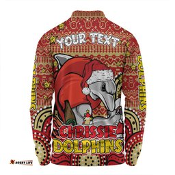 Amazing Aussie Redcliffe Dolphins Christmas Custom Christmas Knit Patterns Vintage Jersey Ugly Long Sleeve Polo Shirt