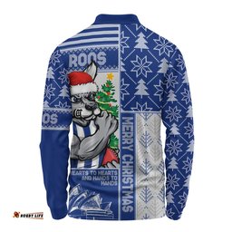 Amazing Aussie North Melbourne Merry Christmas Knit Style Festive Spirit Long Sleeve Polo Shirt