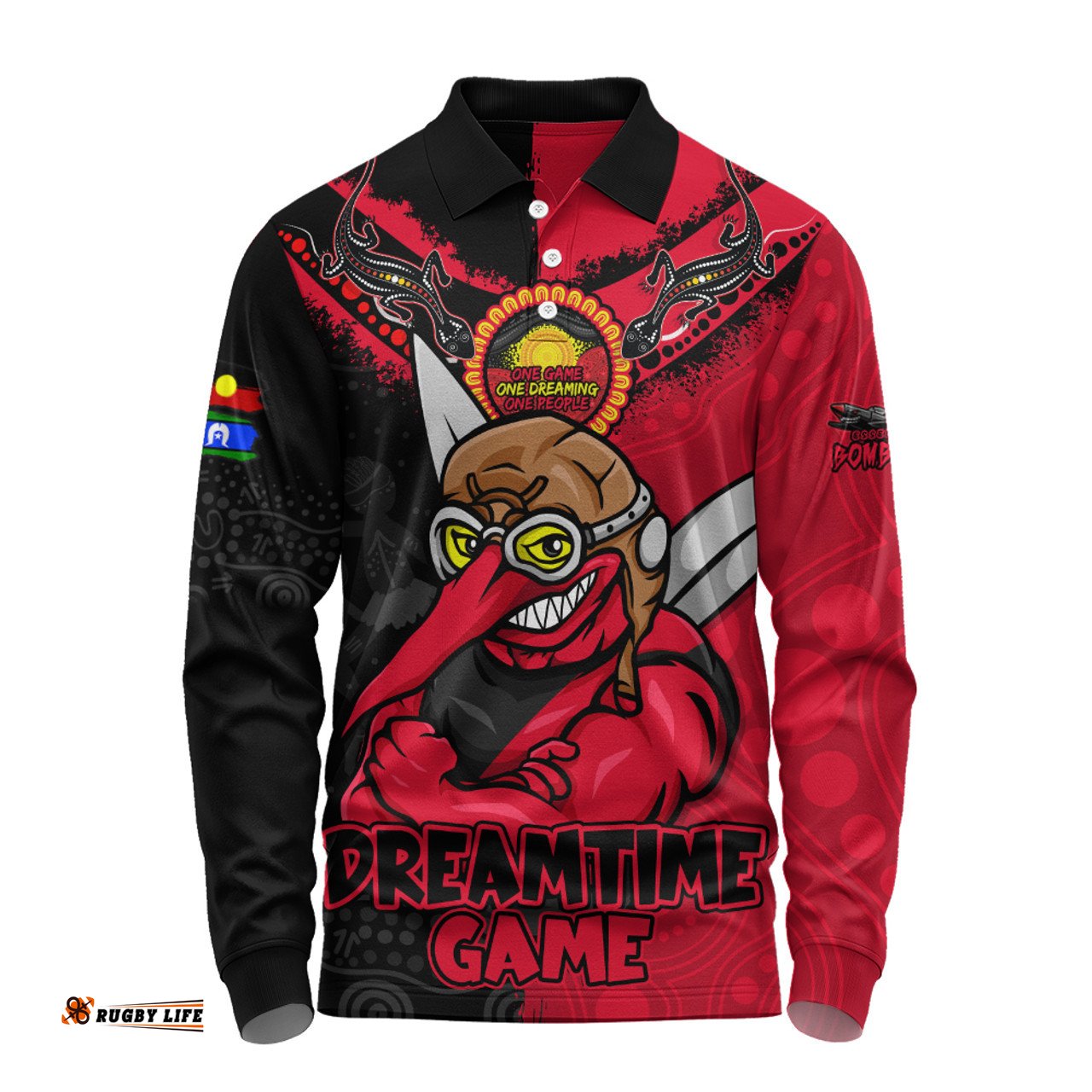 Amazing Aussie Essendon Dreamtime Warriors Of Culture Long Sleeve Polo Shirt