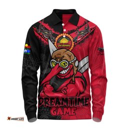 Amazing Aussie Essendon Dreamtime Warriors Of Culture Long Sleeve Polo Shirt