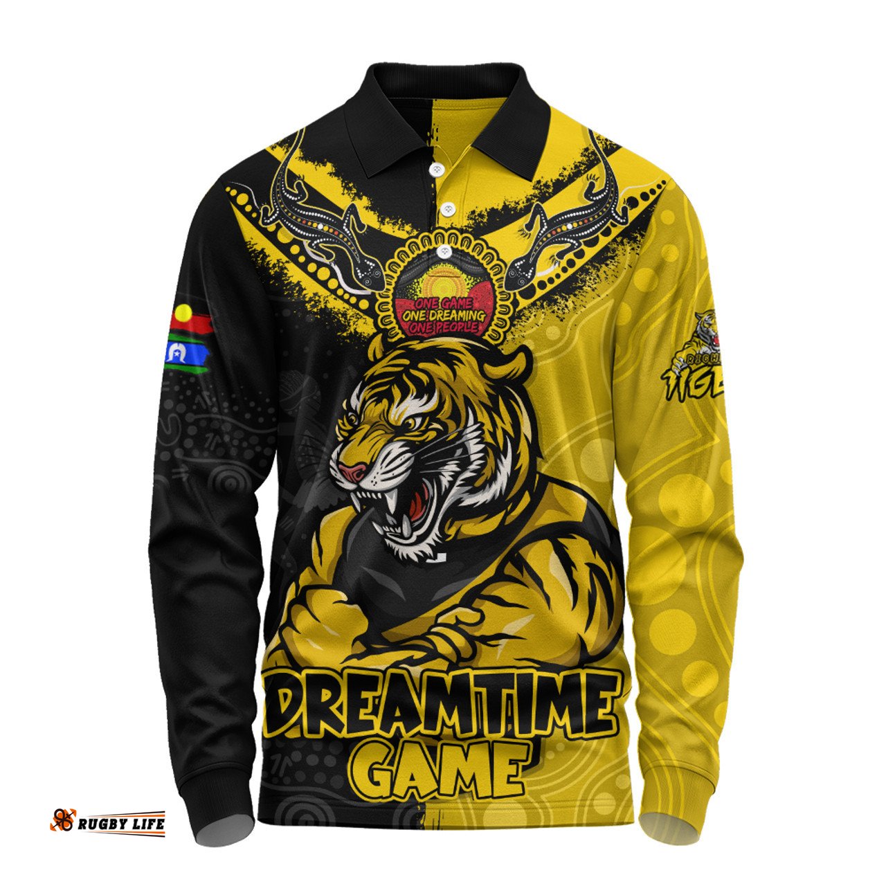 Amazing Aussie Richmond Dreamtime Warriors Of Culture Long Sleeve Polo Shirt