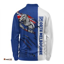 Amazing Aussie North Melbourne Burning Passion Of Power Scratch Style Long Sleeve Polo Shirt