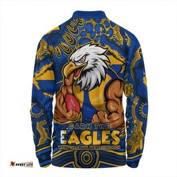 Amazing Aussie West Coast Eagles Blazing Spirit Of Victory Long Sleeve Polo Shirt