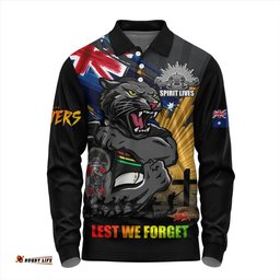 Amazing Aussie Penrith Panthers Fearless ANZAC Defender Long Sleeve Polo Shirt