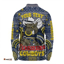 Amazing Aussie North Queensland Cowboys Christmas Custom Christmas Knit Patterns Vintage Jersey Ugly Long Sleeve Polo Shirt