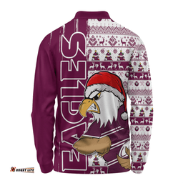 Amazing Aussie Manly Warringah Sea Eagles Merry Ugly Xmas Nordic Pattern Style Long Sleeve Polo Shirt
