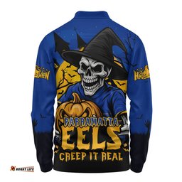 Amazing Aussie Parramatta Eels Dark Moon Rugby Halloween Battle Edition Long Sleeve Polo Shirt