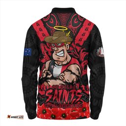Amazing Aussie St Kilda Ripped Legacy Of The Game The ANZAC Spirit Lives On Long Sleeve Polo Shirt