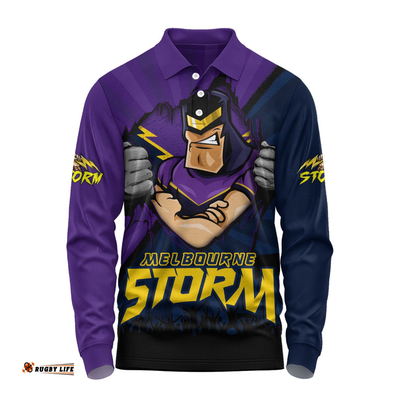 Amazing Aussie Melbourne Storm Fearless Soul Series Long Sleeve Polo Shirt