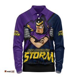 Amazing Aussie Melbourne Storm Fearless Soul Series Long Sleeve Polo Shirt
