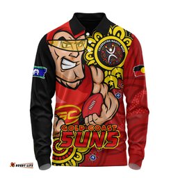 Amazing Aussie Gold Coast SUNS Power Through Generations NAIDOC Edition Long Sleeve Polo Shirt