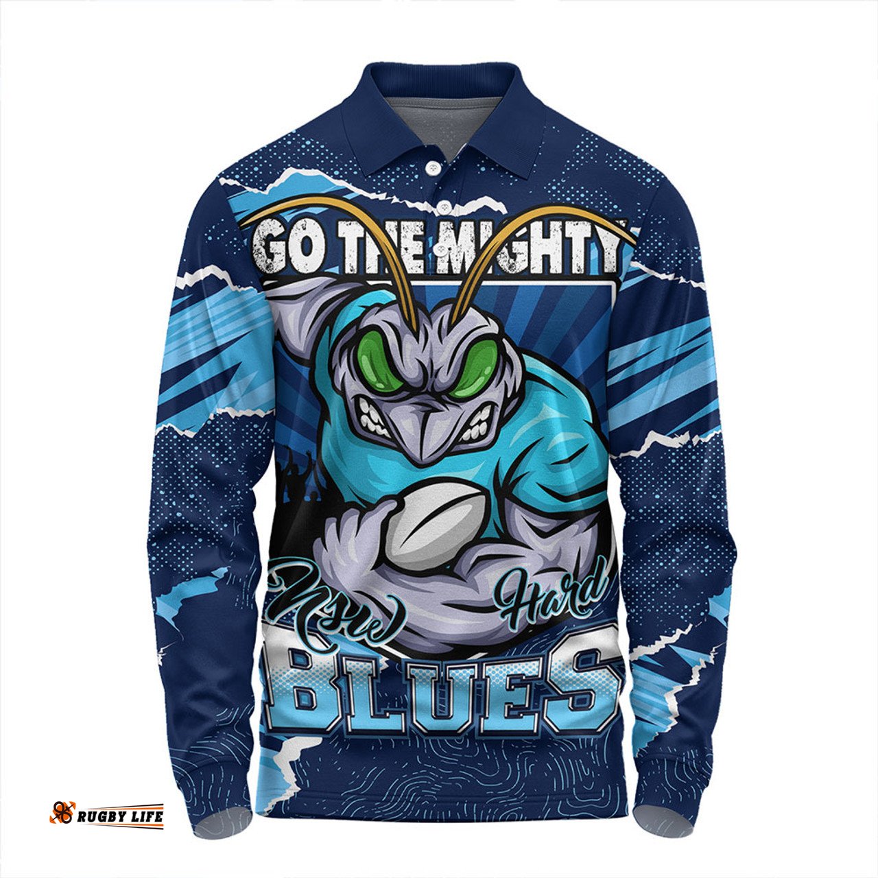 Amazing Aussie New South Wales Blues NSW Rampage Cockroaches Edition Long Sleeve Polo Shirt