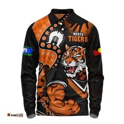 Amazing Aussie Wests Tigers NAIDOC Indigenous Warrior Spirit Long Sleeve Polo Shirt