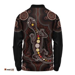 Amazing Aussie Indigenous Australian Aboriginal Aboriginal Gecko Dreaming Path Long Sleeve Polo Shirt