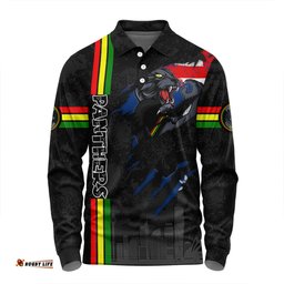 Amazing Aussie Penrith Panthers Happy Australia Day Flag Scratch Style Long Sleeve Polo Shirt