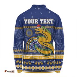 Amazing Aussie Parramatta Eels Christmas Custom Ugly Xmas And Aboriginal Patterns For Die Hard Fan Long Sleeve Polo Shirt