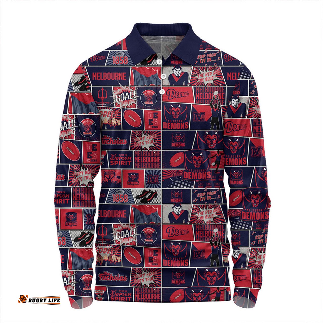 Amazing Aussie Melbourne Legacy Of The Pride Comic Style Long Sleeve Polo Shirt