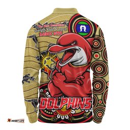 Amazing Aussie Redcliffe Dolphins Spirit Of NAIDOC Series Long Sleeve Polo Shirt