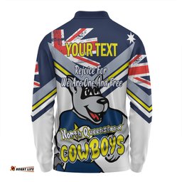 Amazing Aussie North Queensland Cowboys Happy Australia Day We Are One And Free V2 Long Sleeve Polo Shirt