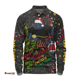 Amazing Aussie Penrith Panthers Christmas Custom Let's Get Lit Chrisse Pressie Long Sleeve Polo Shirt