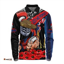 Amazing Aussie Newcastle Knights United In Spirit Anzac Day Tribute Long Sleeve Polo Shirt