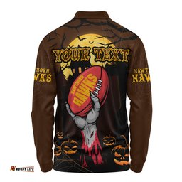Amazing Aussie Hawthorn Full Moon Fever Halloween Supporter Long Sleeve Polo Shirt