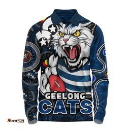 Amazing Aussie Geelong Cats NAIDOC Spirit Of Country Long Sleeve Polo Shirt