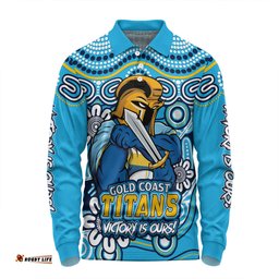 Amazing Aussie Gold Coast Titans Aboriginal Inspired Tough Fan Rugby For Life Long Sleeve Polo Shirt