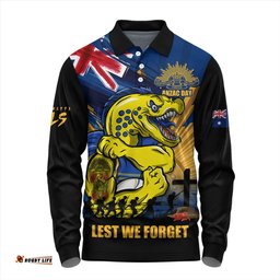 Amazing Aussie Parramatta Eels Fearless ANZAC Defender Long Sleeve Polo Shirt